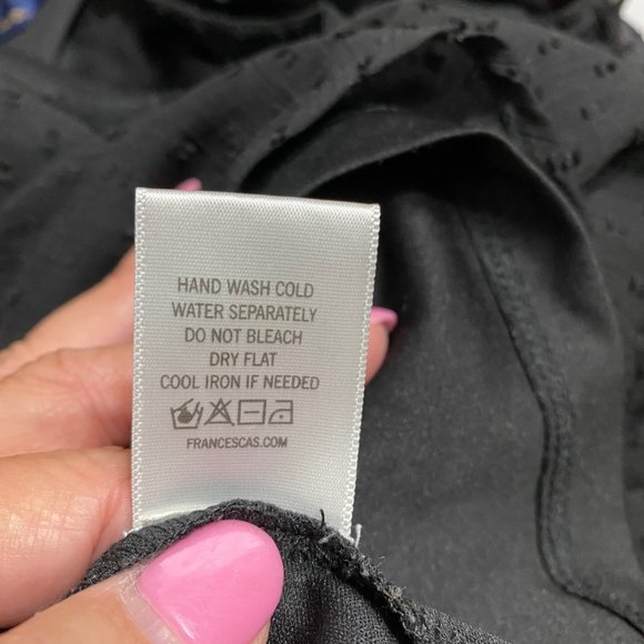 S Blue Rain Top with Embroidered Flowers on the Bell Sleeve Cuffs - Picture 10 of 10